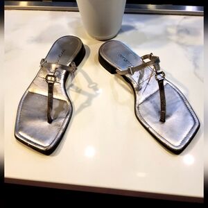 Sergio Rossi woman's silver, leather, rhinestones sandals size,36 made in Italy
